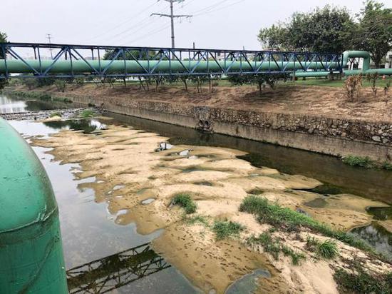 永和河新源桥排水管区域。（拍摄：卢奕贝）