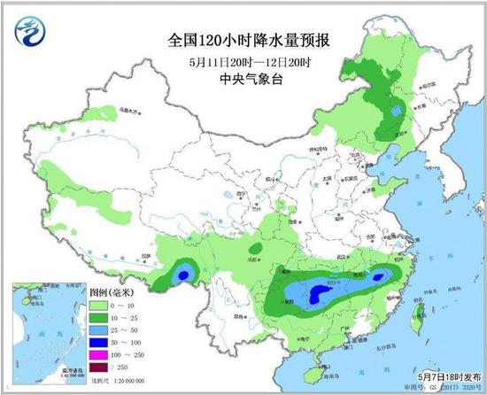 官方预报图可见，5月中旬我国主雨带已北抬到江南