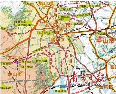 江门交通区位图。