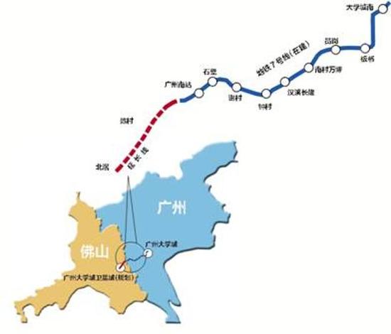 广州地铁7号线先行一步，延伸到了中国制造业重镇顺德。与广佛地铁不同，这条跨城线路还是以广州命名。