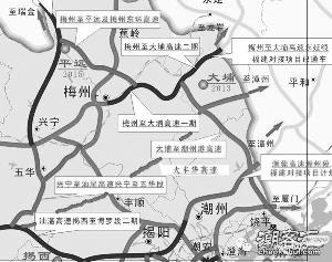 兴宁至汕尾高速公路兴宁至五华段项目示意图。