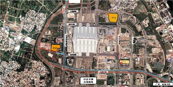 广州南站新增P10、P11、P12三个停车场(示意图)
