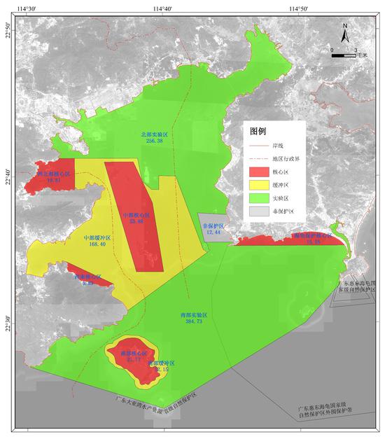 广东大亚湾水产资源省级自然保护区功能区划图（调整前）