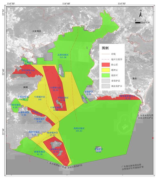 广东大亚湾水产资源省级自然保护区功能区划图（调整后）