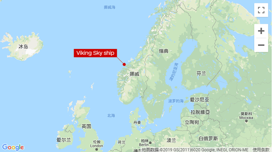 船只遇险地点（谷歌地图截图）