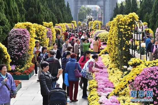 12月4日，市民参观广州黄花岗菊花展览。新华社记者梁旭摄