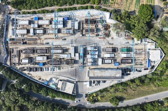 广州黄埔区迳下村新型建筑工业化“游牧式”工厂(航拍图)
