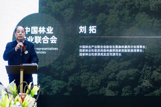 图5:中国林业产业联合会副会长兼森林康养分会理事长刘拓致辞