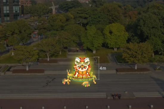 听音湖-龙舟广场醒狮花灯效果图。