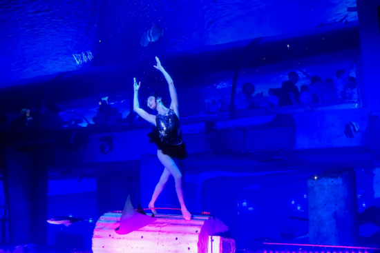 正佳极地海洋世界上演《海底梦幻天鹅湖》美人鱼特秀演出。