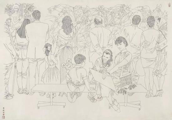 詹忠效 美国 来自东方的绘画 中国画 95cm×136cm