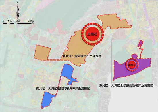 ▲总体布局示意图:“一主一副三片”结构