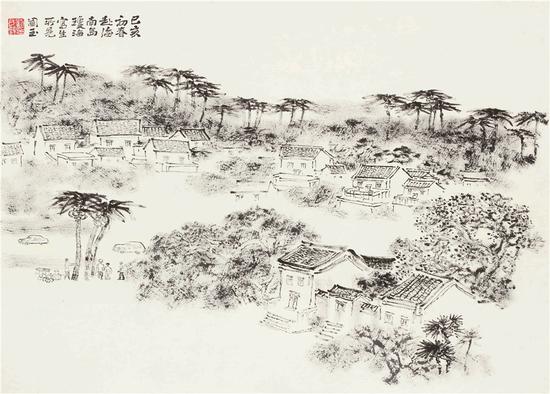 刘国玉 《海南岛琼海市写生所见》