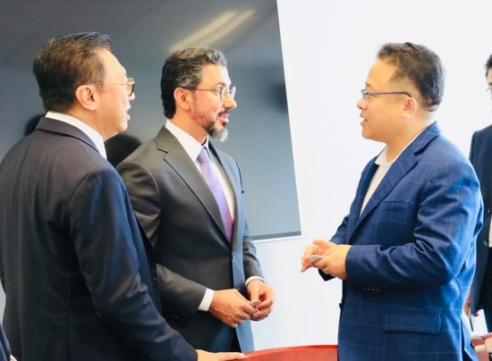 林濤董事長（右二）與哈邁德·阿里執(zhí)行總裁（左二）正式會談前交流