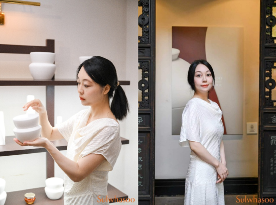 雪花秀品牌艺术挚友、 陶瓷艺术家与设计师辛瑶遥及其创作的白瓷系列作品《参于大地》