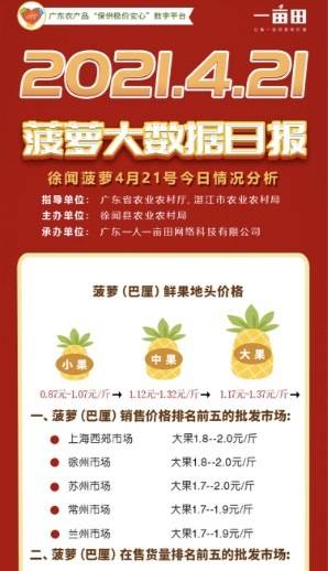 徐闻菠萝大数据日报部分资讯。
