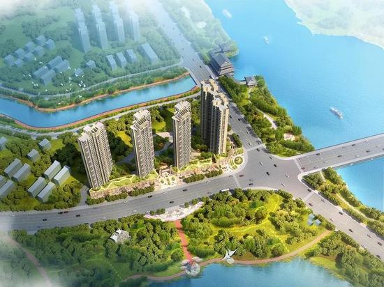 景富双湖湾日景鸟瞰图