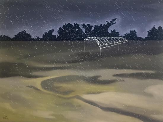 《雨夜 Rainy Night》布面油画 Oil on canvas 60×80cm 2019