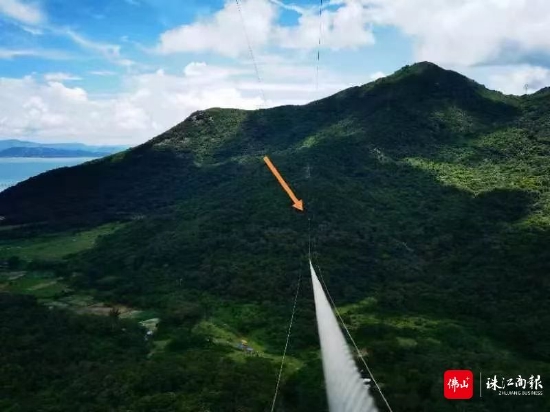 林建登上高压线救人。
