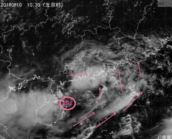 热带低压外围云团影响广东南部市县