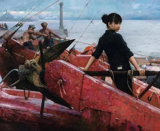 何岸 美国 启航 油画 149cm×179cm