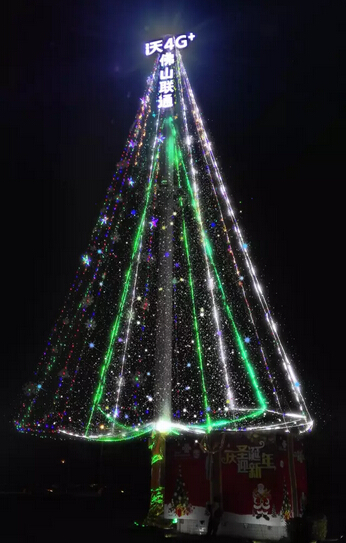 通信基站化身圣诞树 联通沃4G再提速_佛山频