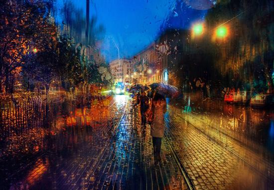 宛若油画般的雨天街头摄影