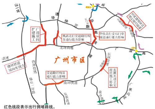 广州市区拥堵路段