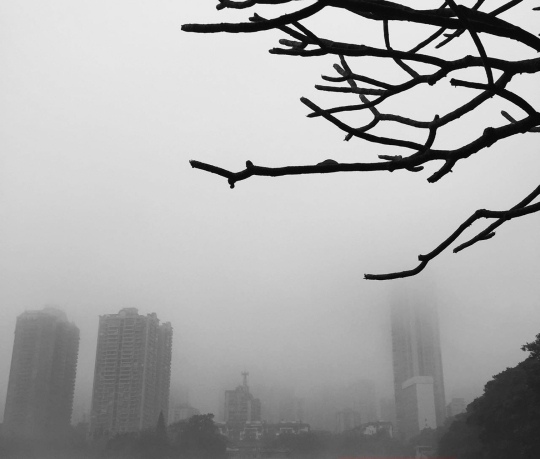 3月19日11时，广州东山湖公园，远处高楼若隐若现。 记者 赵炎雄 摄