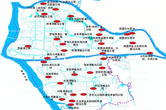 南庄镇30项水利工程示意图