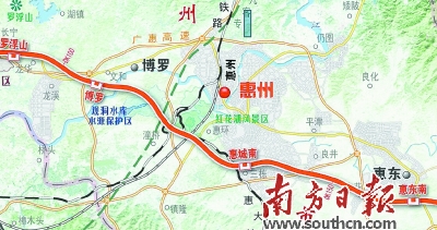 广汕高铁惠州4个站点示意图。
