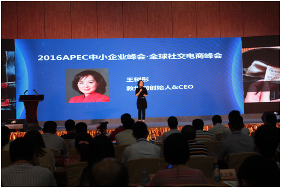 敦煌网CEO王树彤上台演讲