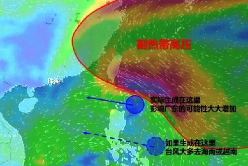 台风生成位置示意