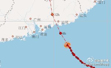 气象台表示22号台风海马趋向深圳至汕尾之间