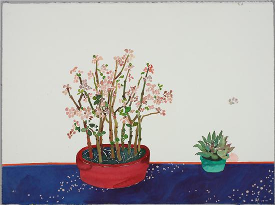 郅敏 Zhi Min《撒拉的花 Flowers》纸本施彩 Color on paper 57x76cm 2014