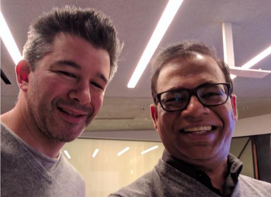 (左)Uber首席执行官Travis Kalanick，(右)前谷歌搜索业务负责人Amit Signal