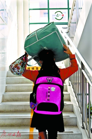 即将开学，昌岗东路小学的小学生们带着午休物品回校。广州日报全媒体记者乔军伟 摄