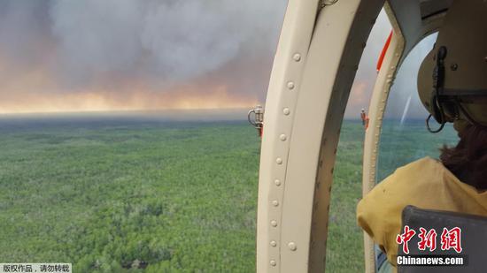 当地时间4月12日，俯瞰美国佛里达州大柏树国家保护区森林大火。据佛罗里达州森林管理局称，此次火灾大约有105个起火，其中23个火灾区域超过100英亩（40公顷）。目前当地已经进入紧急状态。