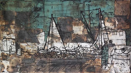 《九月 September》油印套色木刻 Multi-colored woodcut 52x92cm 2014