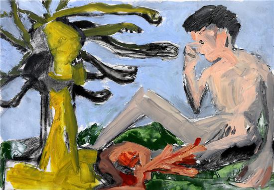 《谎言 Lie》纸本丙烯 Acrylic on paper 80x120cm 2015