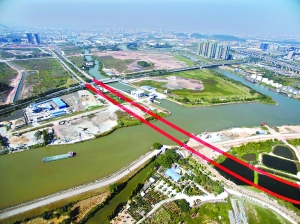 红线标出的地方为未来的番海大桥。