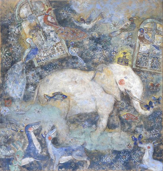 《走，我们去远方Come Away with Me》42X46CM 纸本重彩Mineral colors on paper 2015