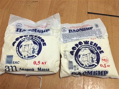 左侧为假冒冰激凌,右侧为正品冰激凌。受访者供图