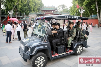 公安武警联勤巡逻。