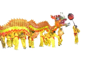 秋色巡游中的舞狮。