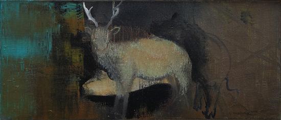 李明昌《一场未竟的博弈》40×20cm 布面油画 2013年