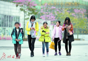 这两天,市民身上的衣服一件一件地加(本图及左侧两图)。广州日报全媒体记者龙成通摄