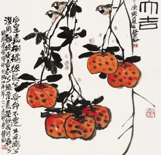 《橘颂》| 68cm×68cm | 纸本设色
