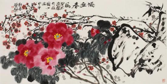 《满座春风》| 137cm×69cm | 纸本设色