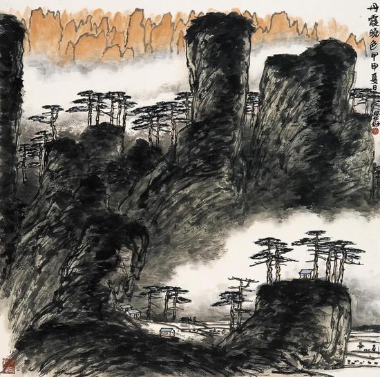 《丹霞晓色》| 68.5cm×69cm | 纸本设色